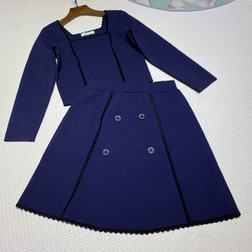 Sandro's new knitted small square collar color matching suit - Picture 8 of 9